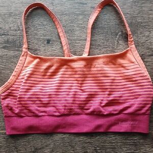 Patagonia Women's Striped Pink and Orange Sports Bra